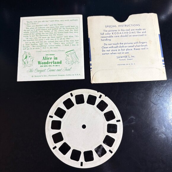 Vintage 1952 View-Master Reel FT-20B Alice In Wonderland The Mad Tea Party With - Picture 3 of 3